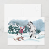 Winterschnee mit Girl Postkarte (Vorne/Hinten)