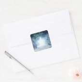 Winterschnee mit Wölfen im Evergreen Forest Quadratischer Aufkleber (Umschlag)