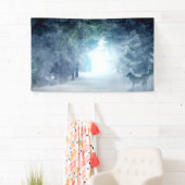 Winterschnee mit Wölfen im Evergreen-Wald Banner (Insitu)