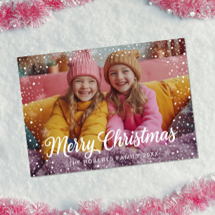 Winterschnee-Overlay Frohe Weihnachts-Fotokarte Feiertagskarte