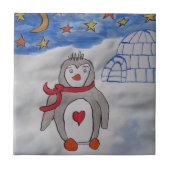 Winterschnee-Penguin Keramik Tile Fliese (Vorderseite)