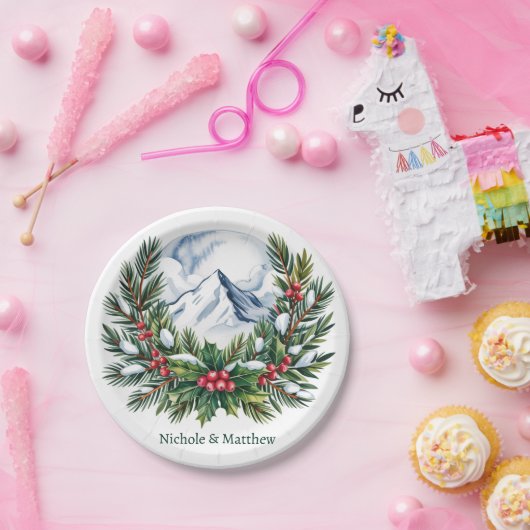 Winterschnee-Pine-Käfer-Hochzeit Pappteller (Party)