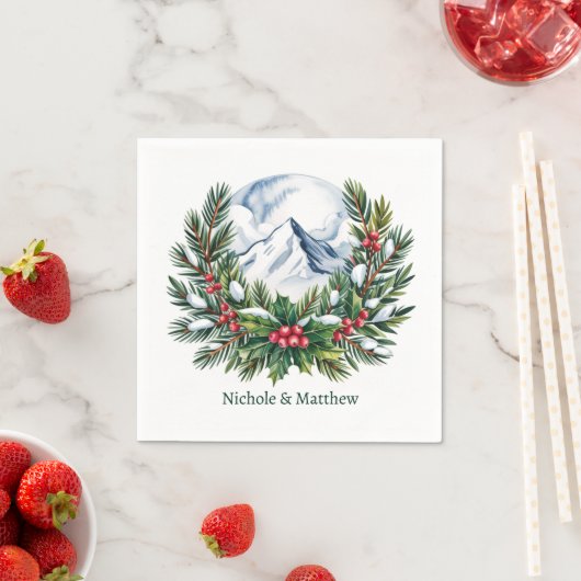 Winterschnee-Pine-Käfer-Hochzeit Serviette (Beispiel)