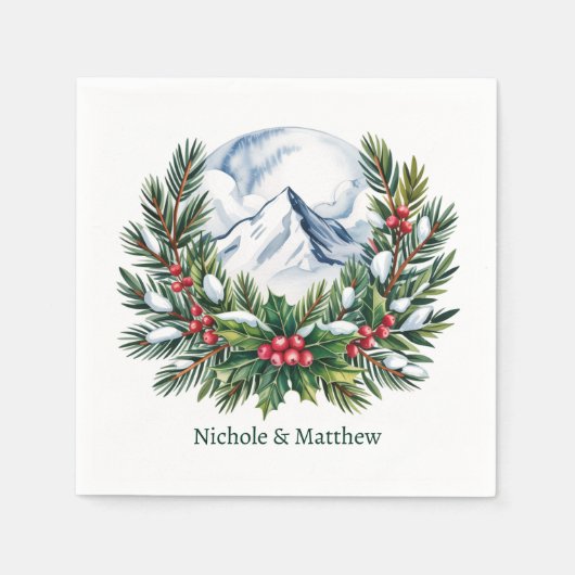 Winterschnee-Pine-Käfer-Hochzeit Serviette (Vorderseite)