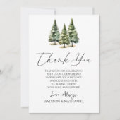 Winterschnee Pine Tree Custom Foto Hochzeit Dankeskarte (Vorderseite)
