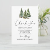 Winterschnee Pine Tree Custom Foto Hochzeit Dankeskarte (Stehend Vorderseite)