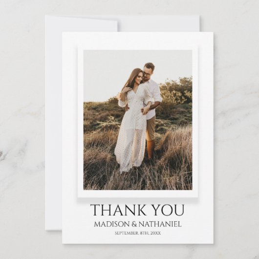 Winterschnee Pine Tree Custom Foto Hochzeit Dankeskarte (Rückseite)