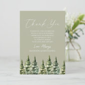 Winterschnee Pine Tree Custom Foto Hochzeit Dankeskarte (Stehend Vorderseite)