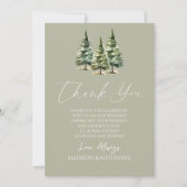 Winterschnee Pine Tree Custom Foto Hochzeit Dankeskarte (Vorderseite)