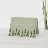 Winterschnee-Pine-Tree-Hochzeit Dankeskarte (Vorderseite)