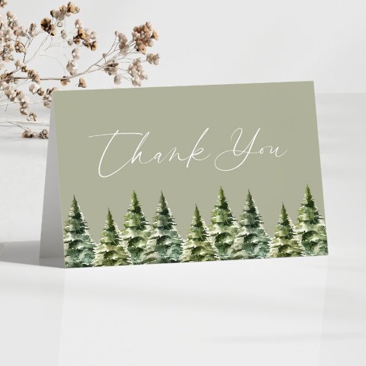 Winterschnee-Pine-Tree-Hochzeit Dankeskarte