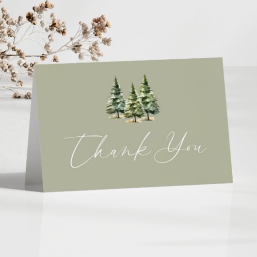 Winterschnee-Pine-Tree-Hochzeit Dankeskarte