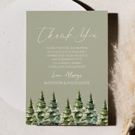 Winterschnee-Pine-Tree-Hochzeit Dankeskarte