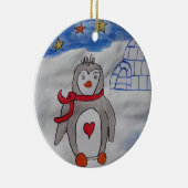 Winterschnee Pinguin Keramik Ornament (Rechts)