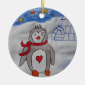 Winterschnee Pinguin Keramik Ornament (Vorne)
