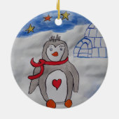 Winterschnee Pinguin Keramik Ornament (Hinten)
