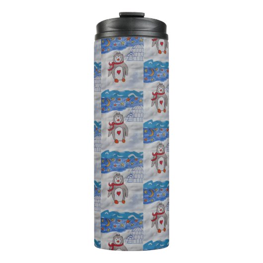 Winterschnee-Pinguin Thermal Tumbler Thermosbecher (Vorderseite)