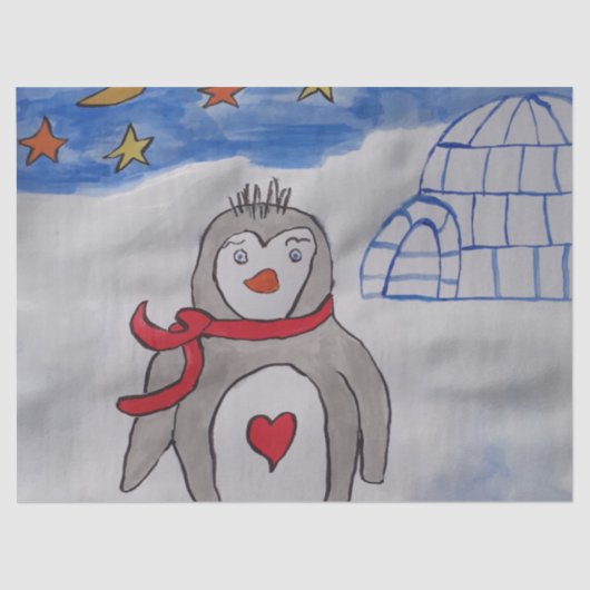 Winterschnee-Pinguin-Tissue Seidenpapier (Vorderseite)