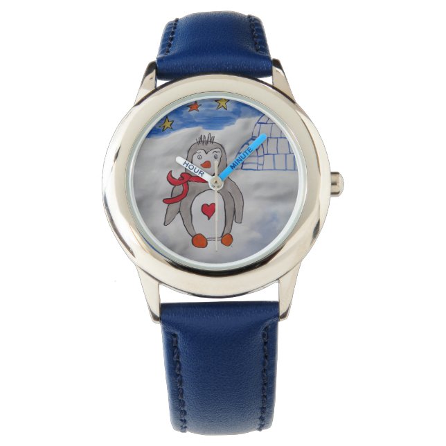 Winterschnee-Pinguin-Uhr Armbanduhr (Vorderseite)