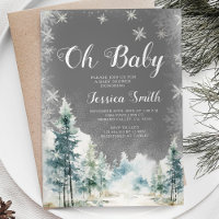 Winterschnee-Pinienbäume Oh Babydusche