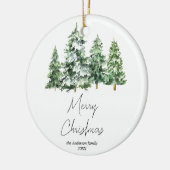 Winterschnee Pinienbäume Wasserfarben Frohe Weihna Keramik Ornament (Links)