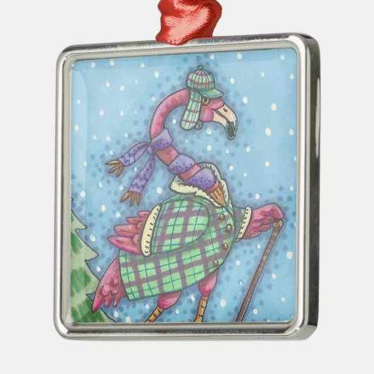WINTERSCHNEE, PINK FLAMINGO CHRISTMAS ORNAMENT (Links)