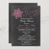 Winterschnee pink Kinderdusche Einladung (Vorne/Hinten)