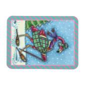 WINTERSCHNEE, PINKFLAMINGO, NIEDLICHE CHRISTMAS MAGNET (Horizontal)