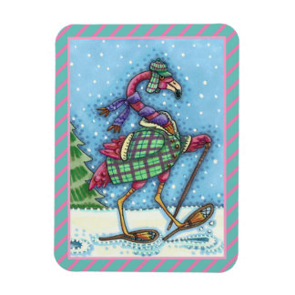 WINTERSCHNEE, PINKFLAMINGO, NIEDLICHE CHRISTMAS MAGNET