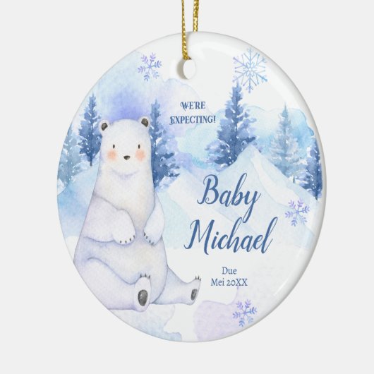 Winterschnee-Polar-Bär erwarten wir Eltern Keramik Ornament (Links)