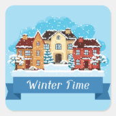 Winterschnee Quadratischer Aufkleber (Vorderseite)