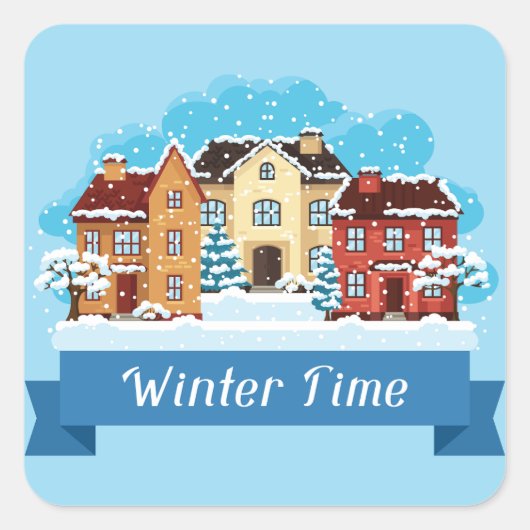 Winterschnee Quadratischer Aufkleber (Vorderseite)