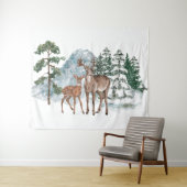 Winterschnee rückwärts Gefallen und Kiefernschnee Wandteppich (Beispiel (Horizontal))