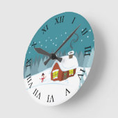 Winterschnee Runde Wanduhr (Winkel)