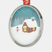 Winterschnee Silbernes Ornament (Links)