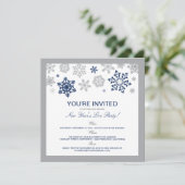 Winterschnee Silvester Party Einladung (Marine) (Stehend Vorderseite)