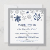 Winterschnee Silvester Party Einladung (Marine) (Vorderseite)