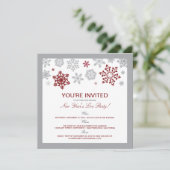 Winterschnee Silvester Party Einladung (rot) (Stehend Vorderseite)