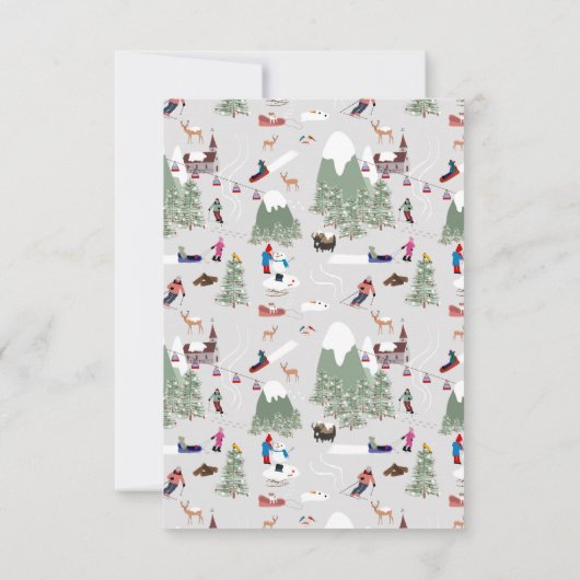 Winterschnee Skipisten Alpin Landschaft Dankeskarte (Rückseite)