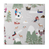 Winterschnee Skipisten Alpin Landschaft Fliese (Vorderseite)