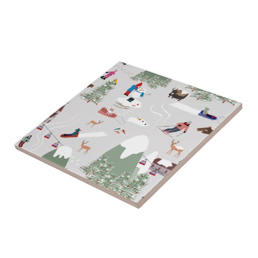 Winterschnee Skipisten Alpin Landschaft Fliese (Seite)