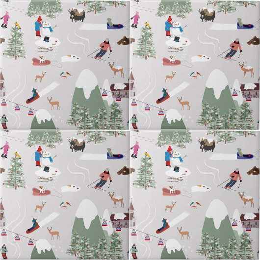 Winterschnee Skipisten Alpin Landschaft Fliese