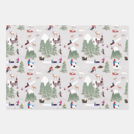 Winterschnee Skipisten Alpin Landschaft Geschenkpapier Set (Vorderseite 3)