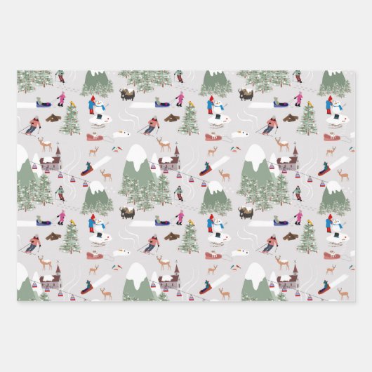 Winterschnee Skipisten Alpin Landschaft Geschenkpapier Set (Vorderseite 2)