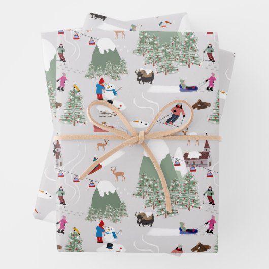 Winterschnee Skipisten Alpin Landschaft Geschenkpapier Set (Beispiel)