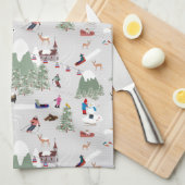 Winterschnee Skipisten Alpin Landschaft Geschirrtuch (Viertel Falte)