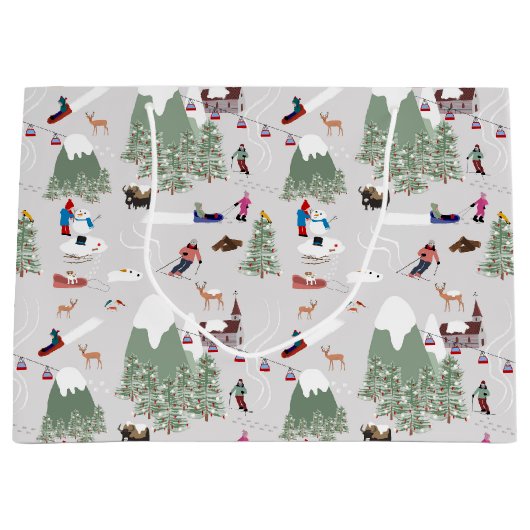 Winterschnee Skipisten Alpin Landschaft Große Geschenktüte (Vorderseite)