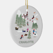 Winterschnee Skipisten Alpin Landschaft Keramik Ornament (Rechts)