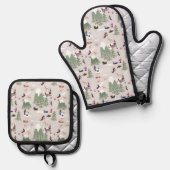 Winterschnee Skipisten Alpin Landschaft Ofenhandschuh & Topflappen-Set (Vorderseite/Rückseite)