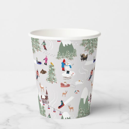 Winterschnee Skipisten Alpin Landschaft Pappbecher (Rückseite)